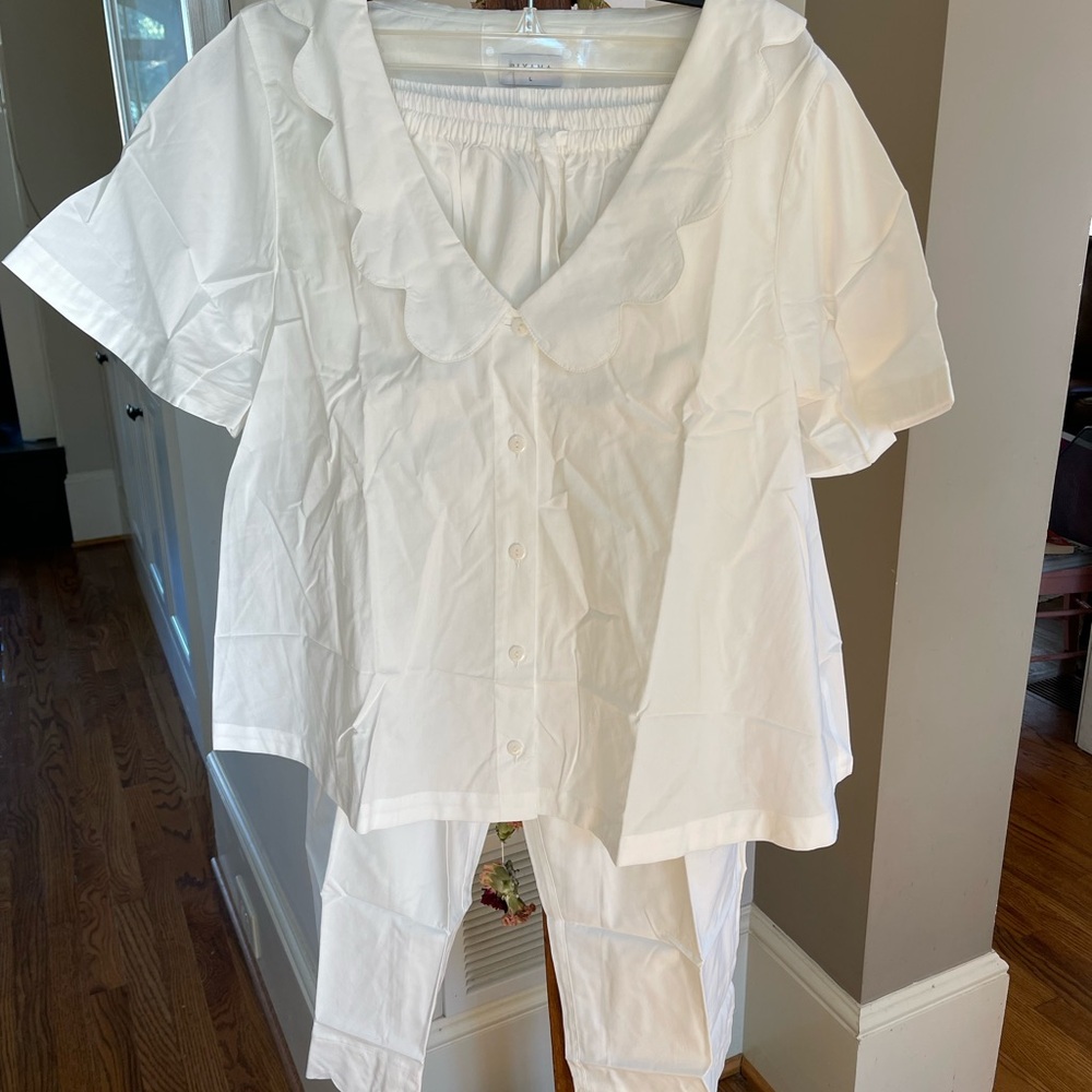 NWT Piyama Penelope Sleep Set – Off White – Size L – Cotton Modal Pajamas